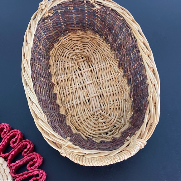 Set of 5 boho farmhouse wall baskets - Picture 3 of 8